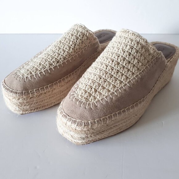 NWOT Zara ecru and khaki suede crochet espadrille platform sandals, EU 38 - Picture 11 of 14